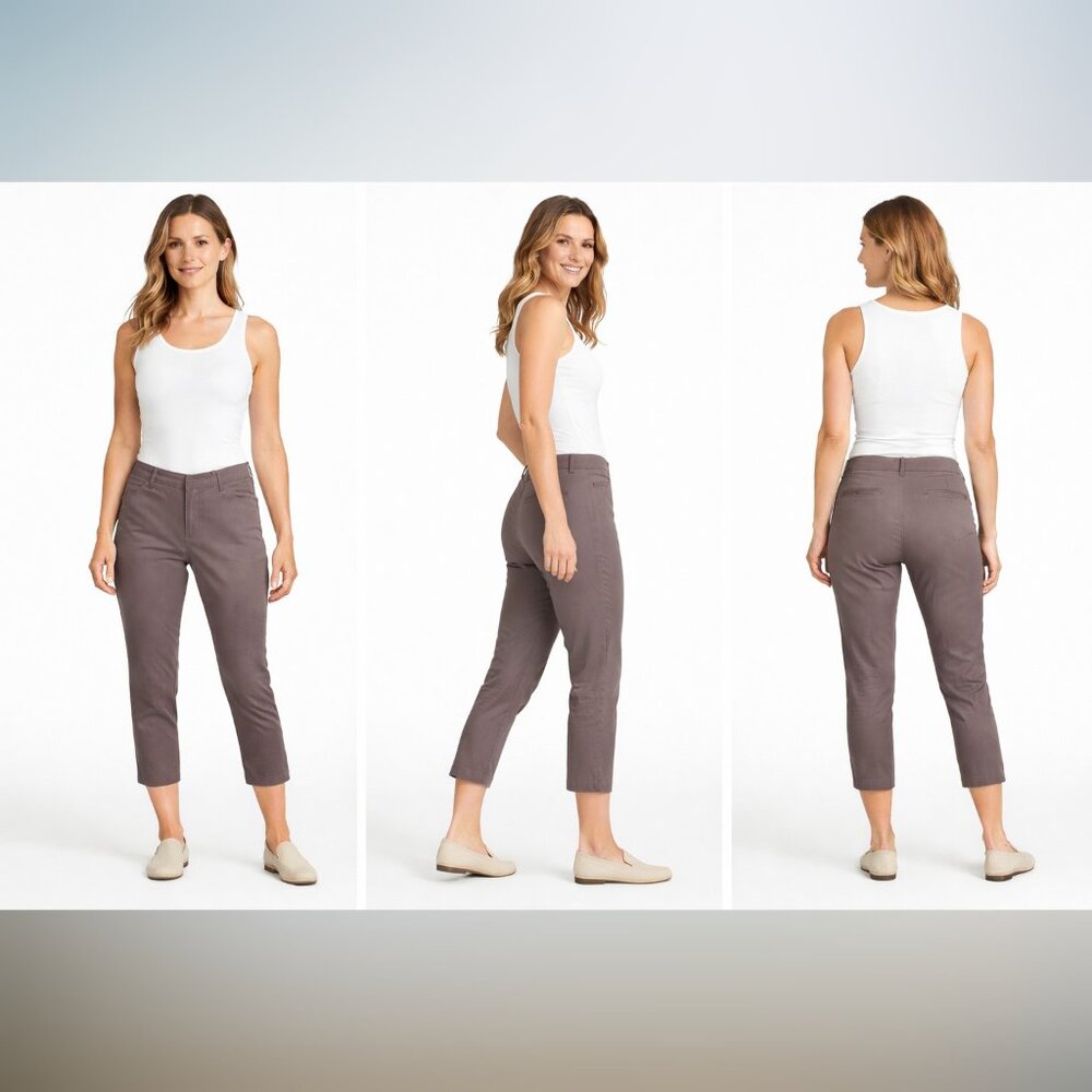 Banana Republic Women's Sloan Cropped Mid-Rise Fall 16 Pants Mid Gray 10